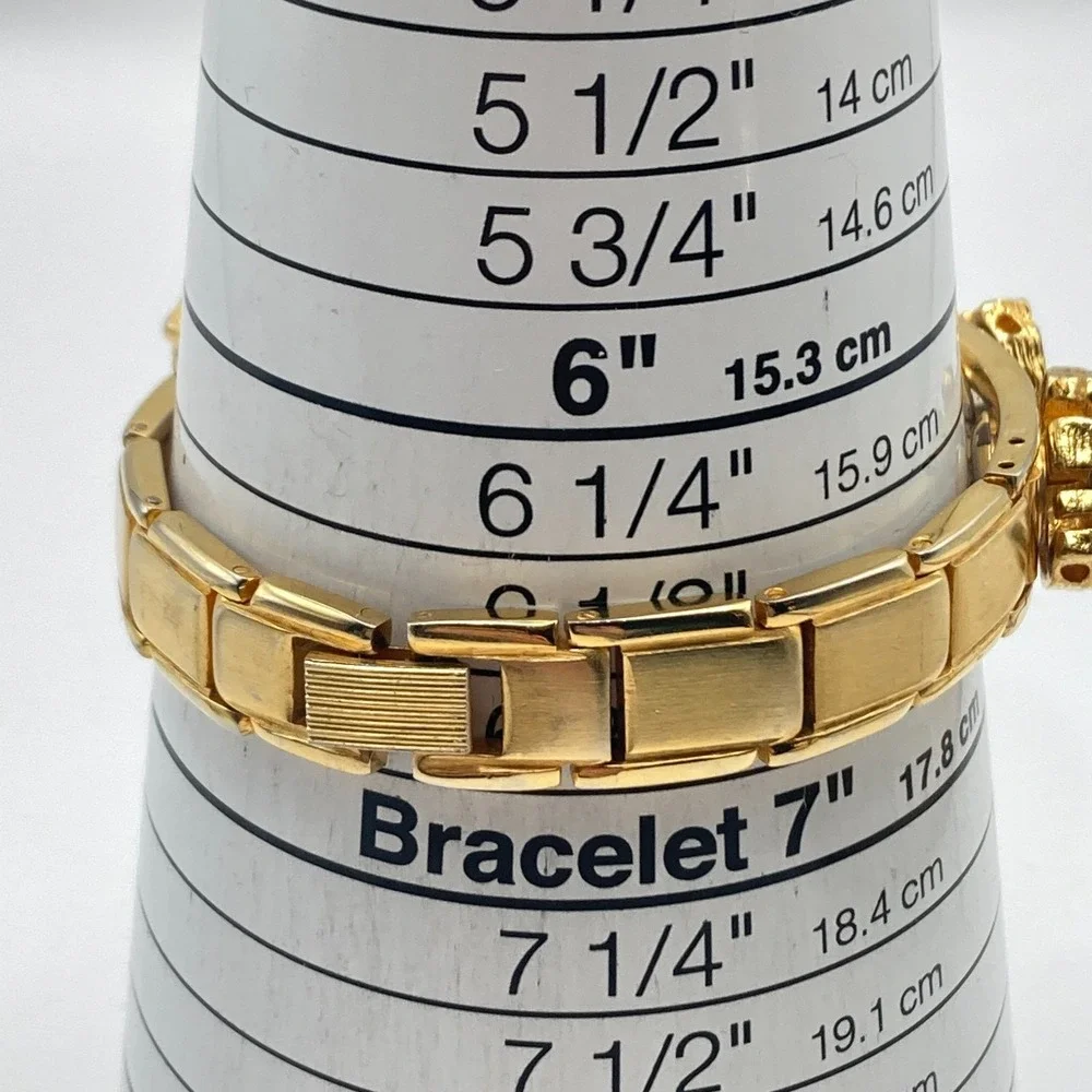 Cassant Womens Watch 22mm Gold Tone Elephant Slide Charms New Battery 6.75
